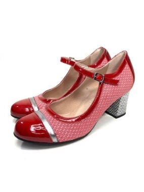 Dorking Red Leather Mary Jane Heels | 37